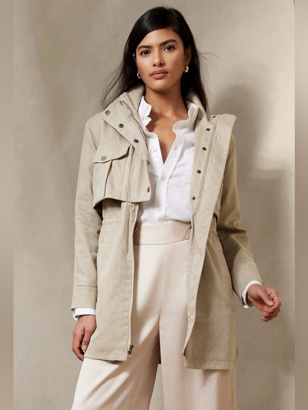 Banana Republic Herringbone Utility Jacket Light Beige - Size Small - Nwt